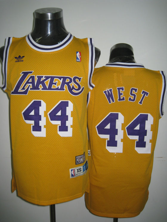  NBA Los Angeles Lakers 44 Jerry West Swingman Yellow Throwback Jersey